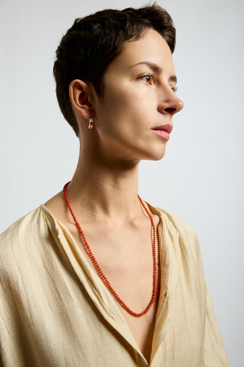 Small Oval Coral Bead Strand