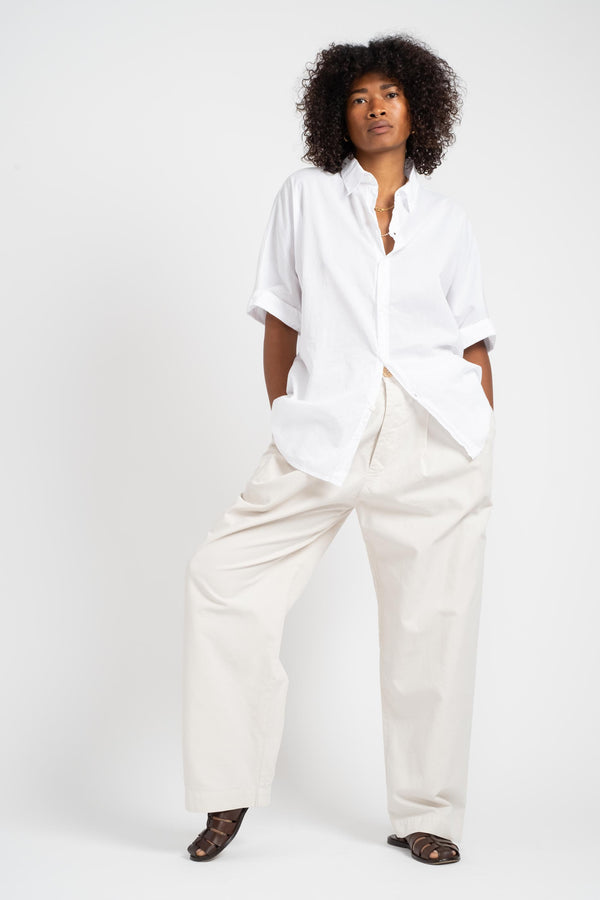 The Pleated Pant in Off White Twill