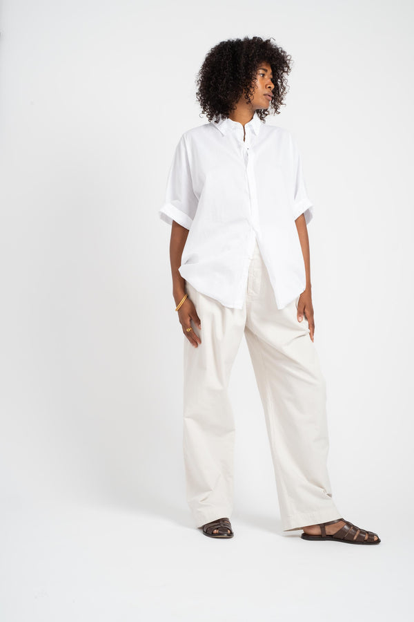 The Pleated Pant in Off White Twill