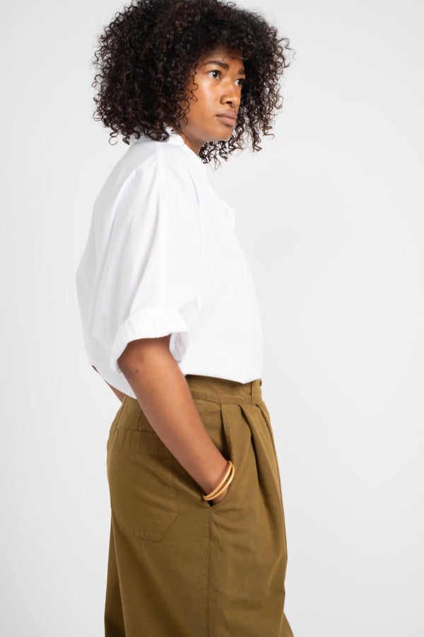 The Pleated Pant in Olive Twill