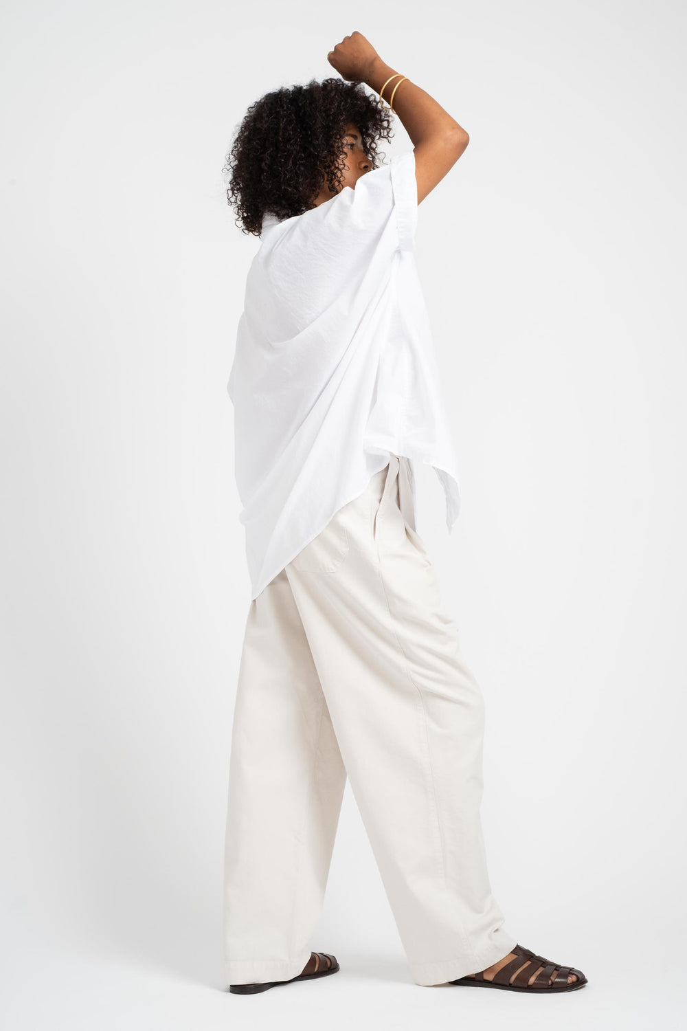 The Pleated Pant in Off White Twill