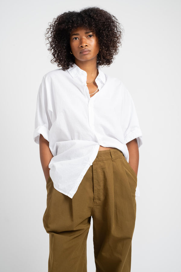 The Pleated Pant in Olive Twill