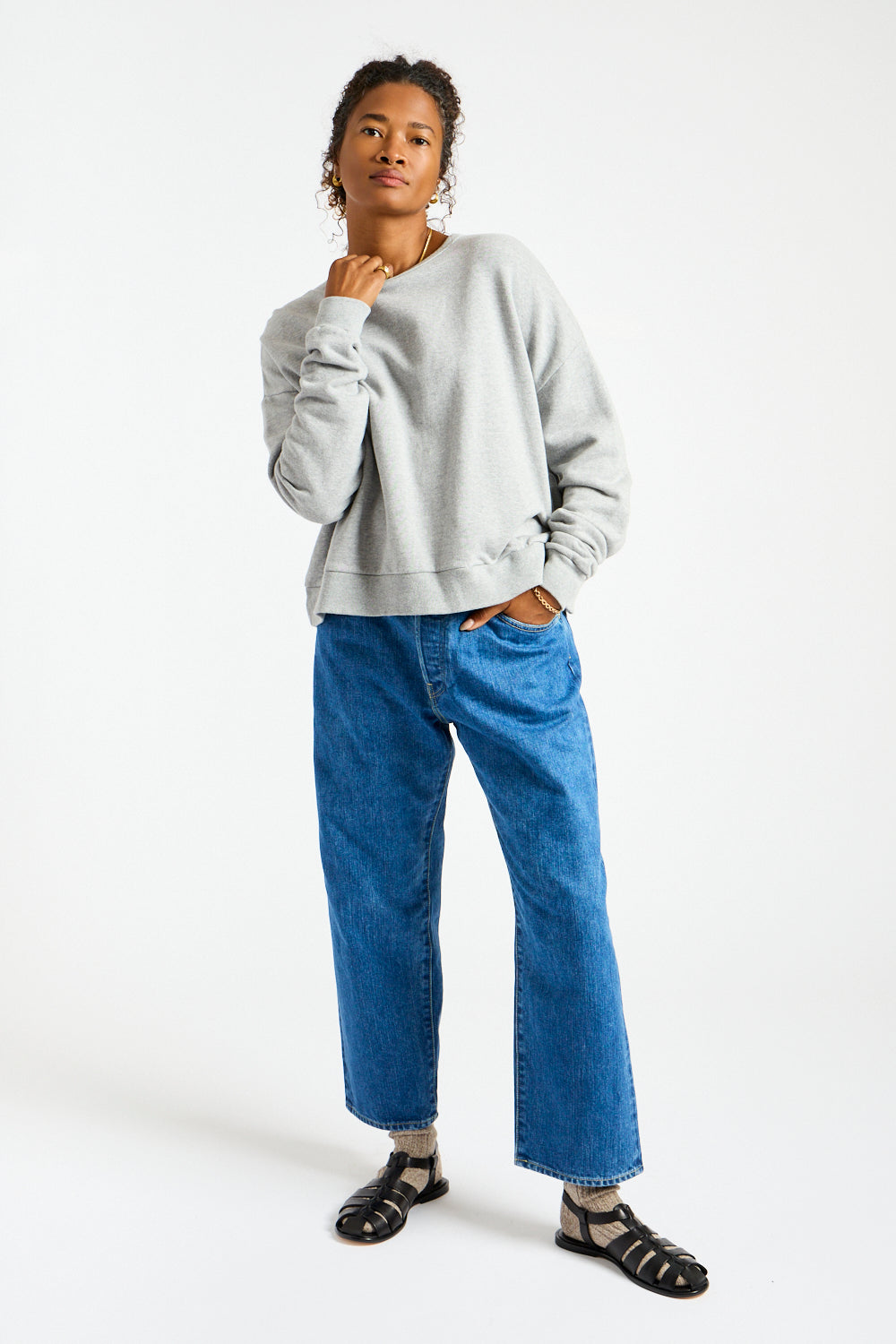 French Terry Pullover in Gray