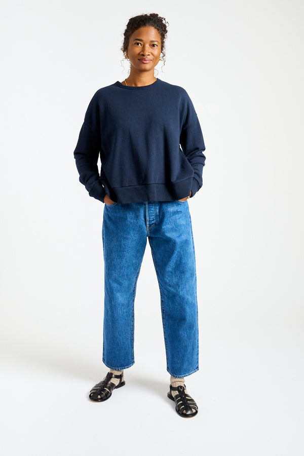 French Terry Pullover in Navy