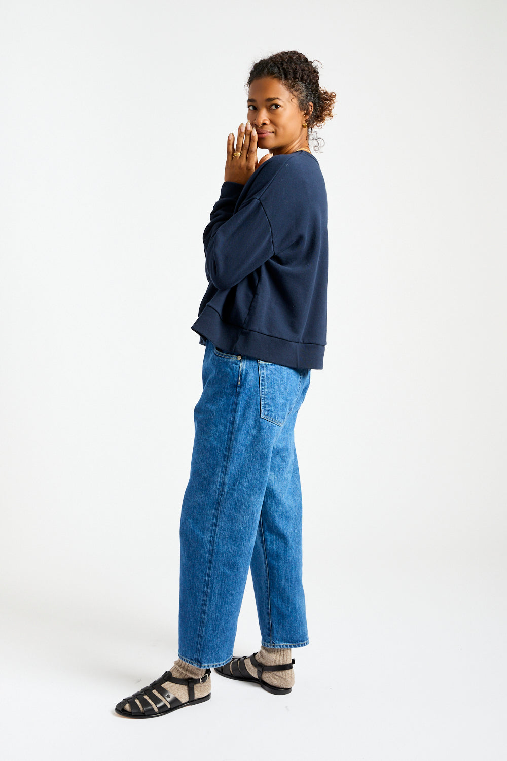 French Terry Pullover in Navy