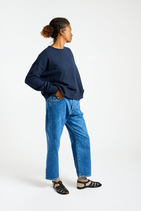 French Terry Pullover in Navy