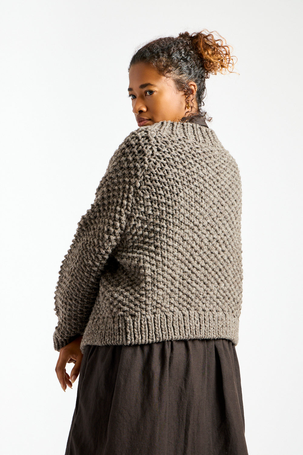 Peru Hand Knit Cardigan in Gray