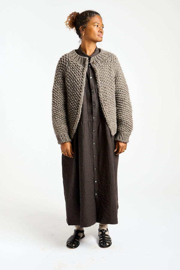 Peru Hand Knit Cardigan in Gray