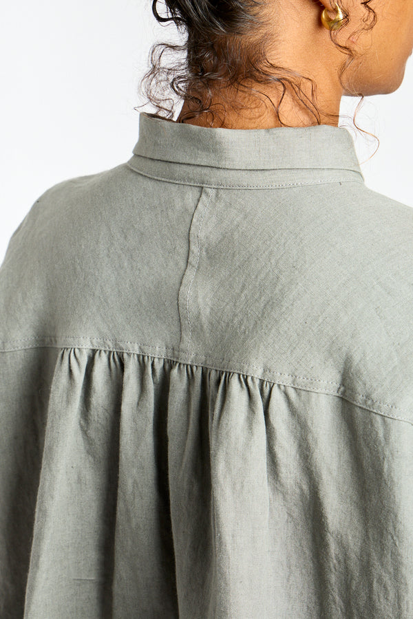 Woven Linen Shirt in Khaki