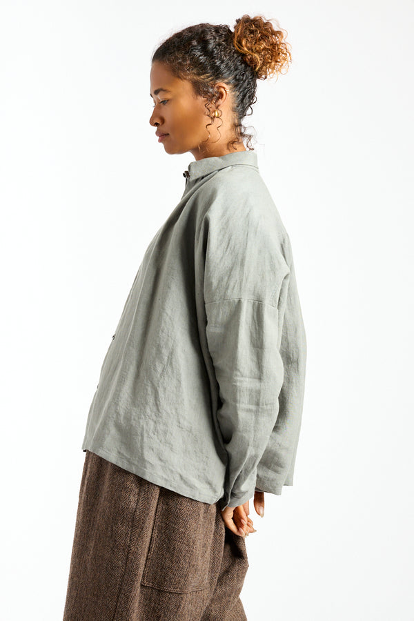 Woven Linen Shirt in Khaki