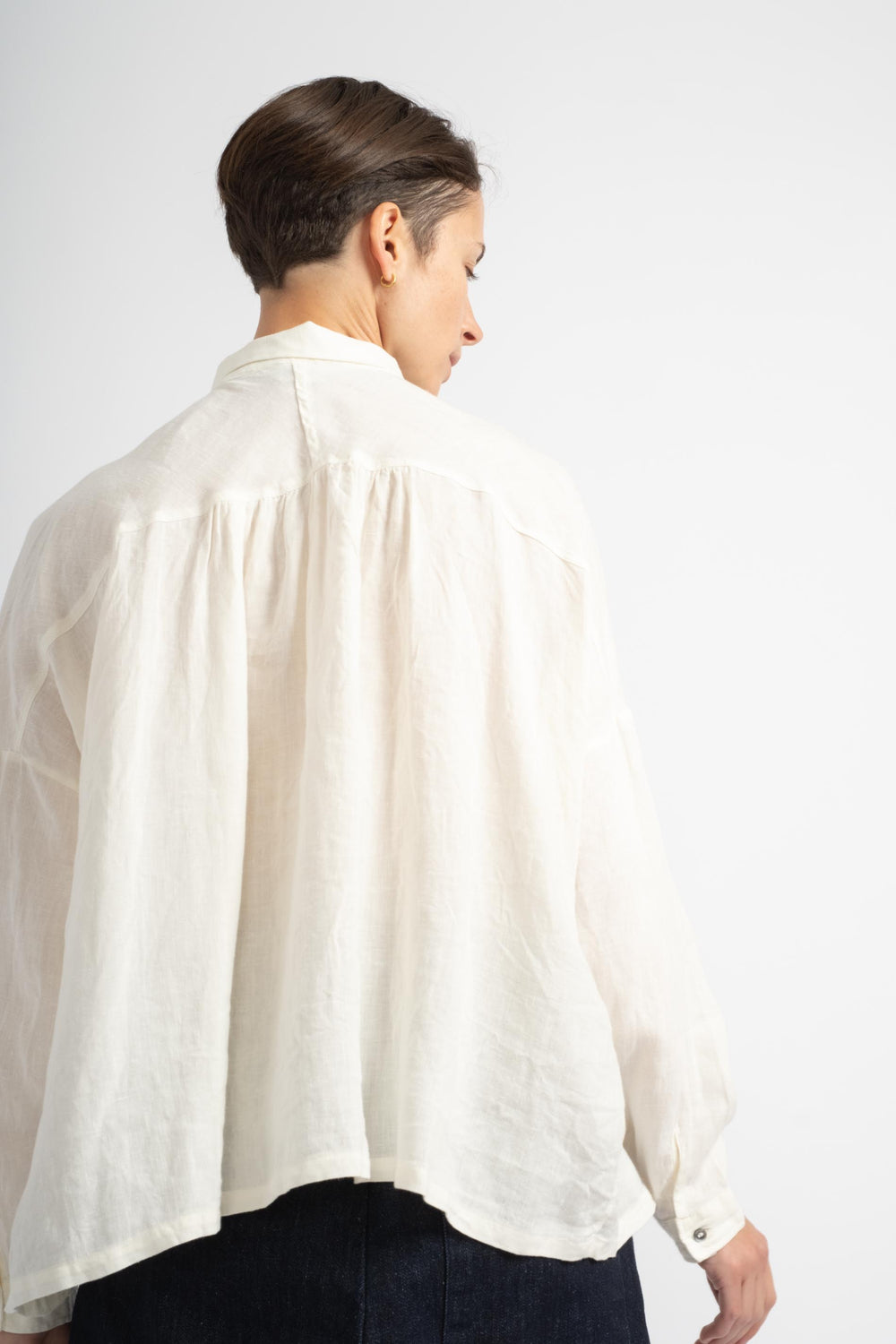 Woven Linen Shirt in White