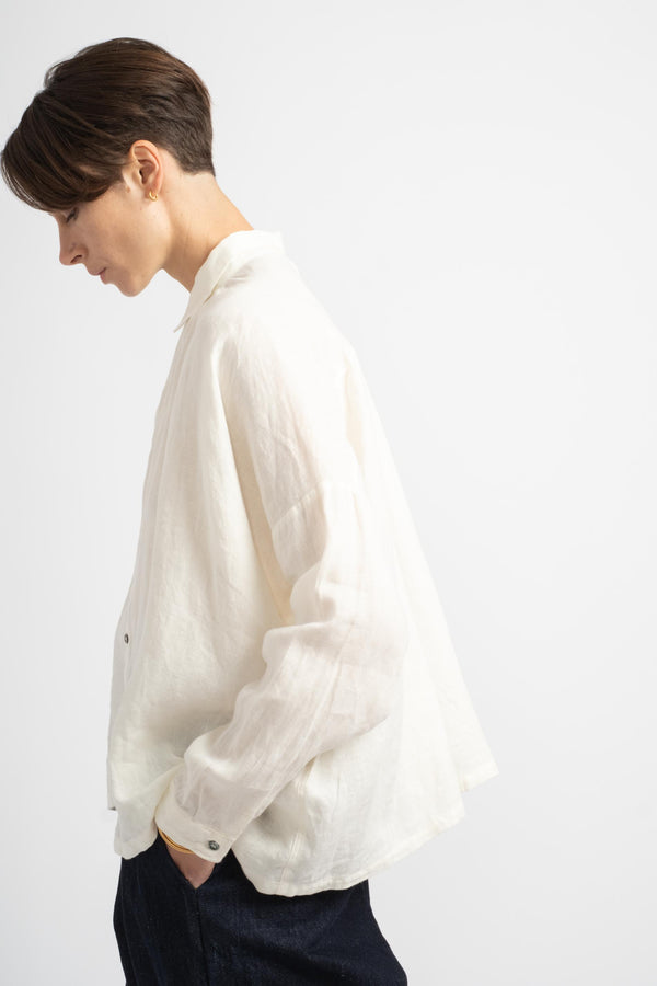 Woven Linen Shirt in White