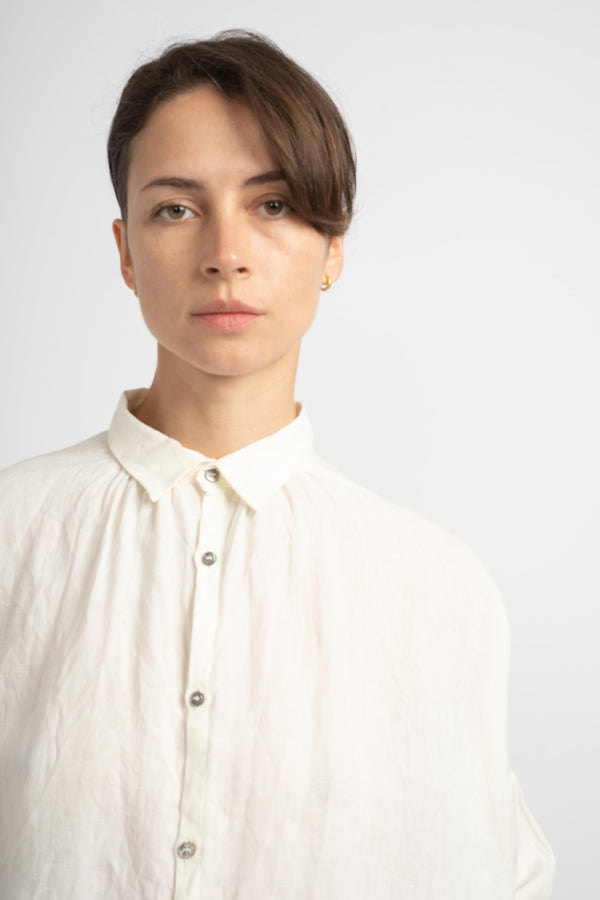 Woven Linen Shirt in White