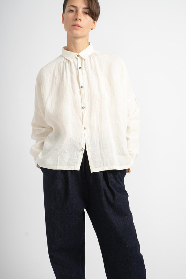 Woven Linen Shirt in White