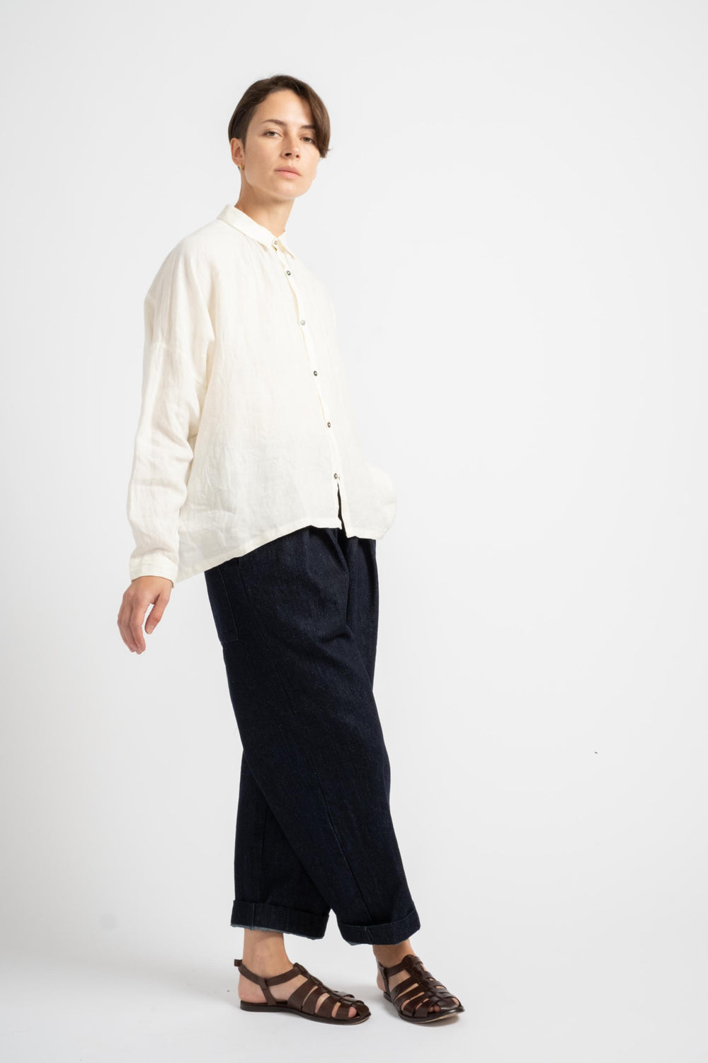 Woven Linen Shirt in White