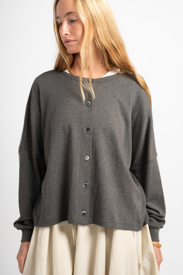 2-Way Knit Cardigan in Charcoal