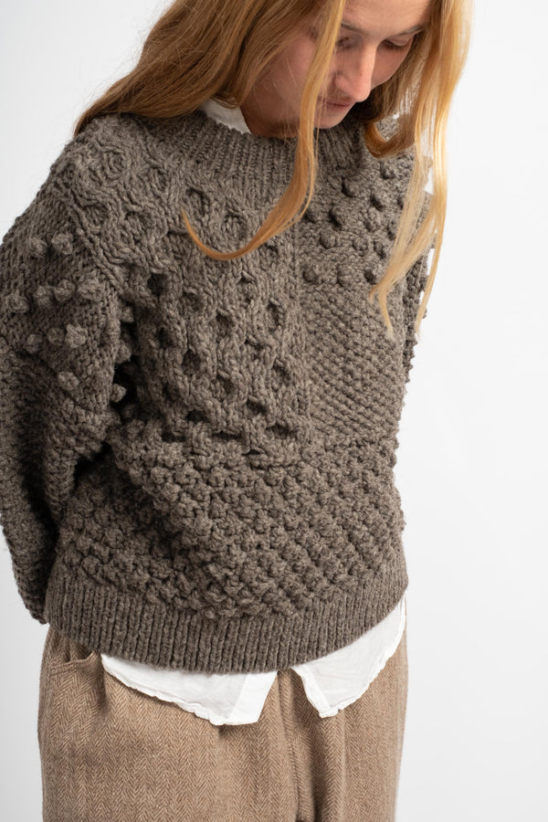 Peru Hand-Knit Pullover in Mocha