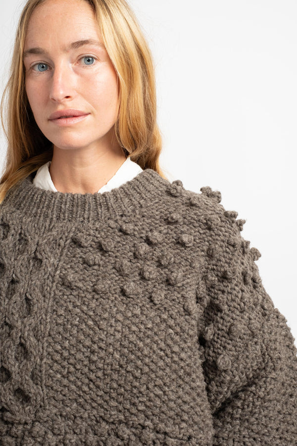 Peru Hand-Knit Pullover in Mocha