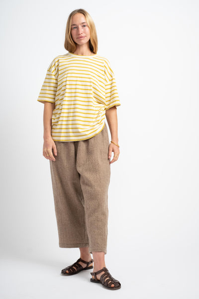 Striped T-Shirt in Natural + Mustard