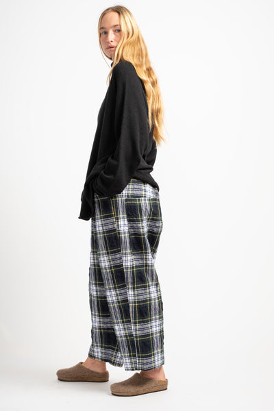 Wool Washer Tartan Pants in Green