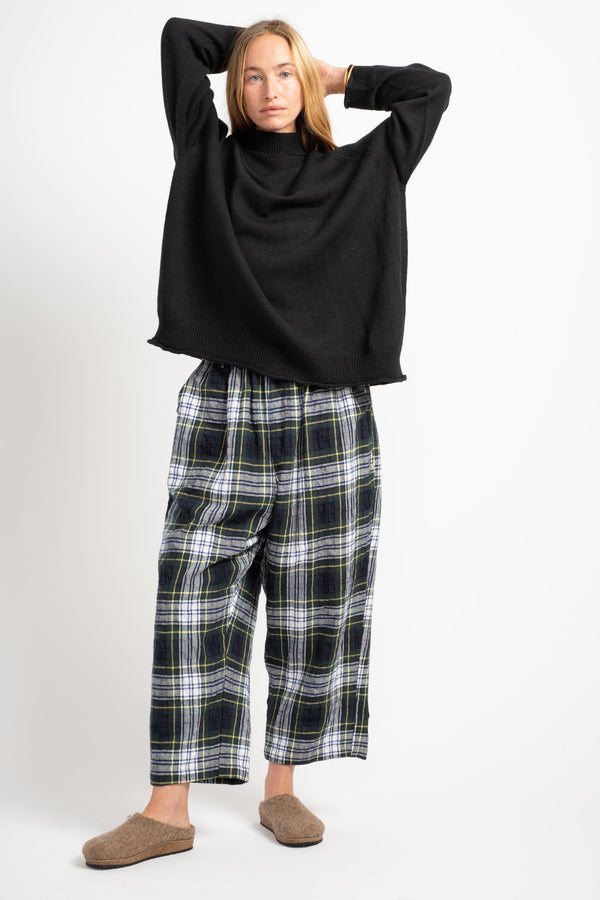 Wool Washer Tartan Pants in Green