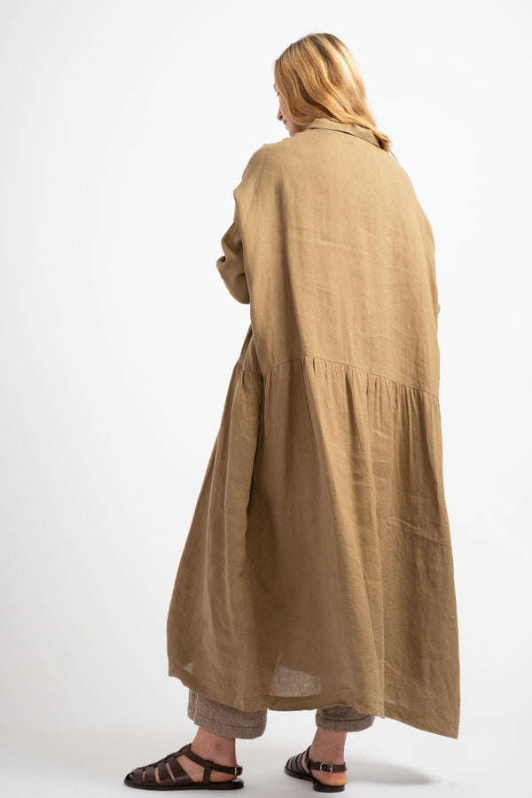 Woven Linen Dress in Camel