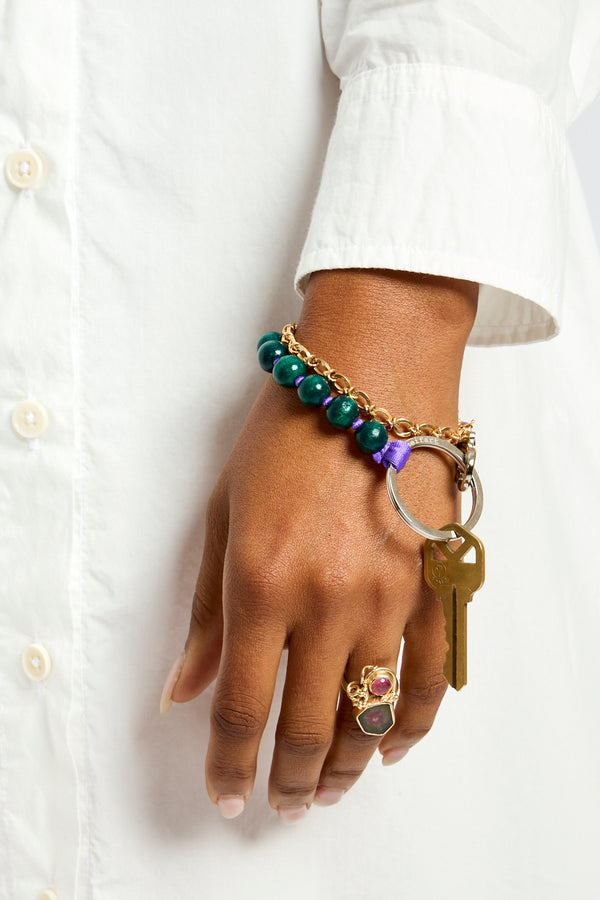 Perlen Short in Dark Green + Purple