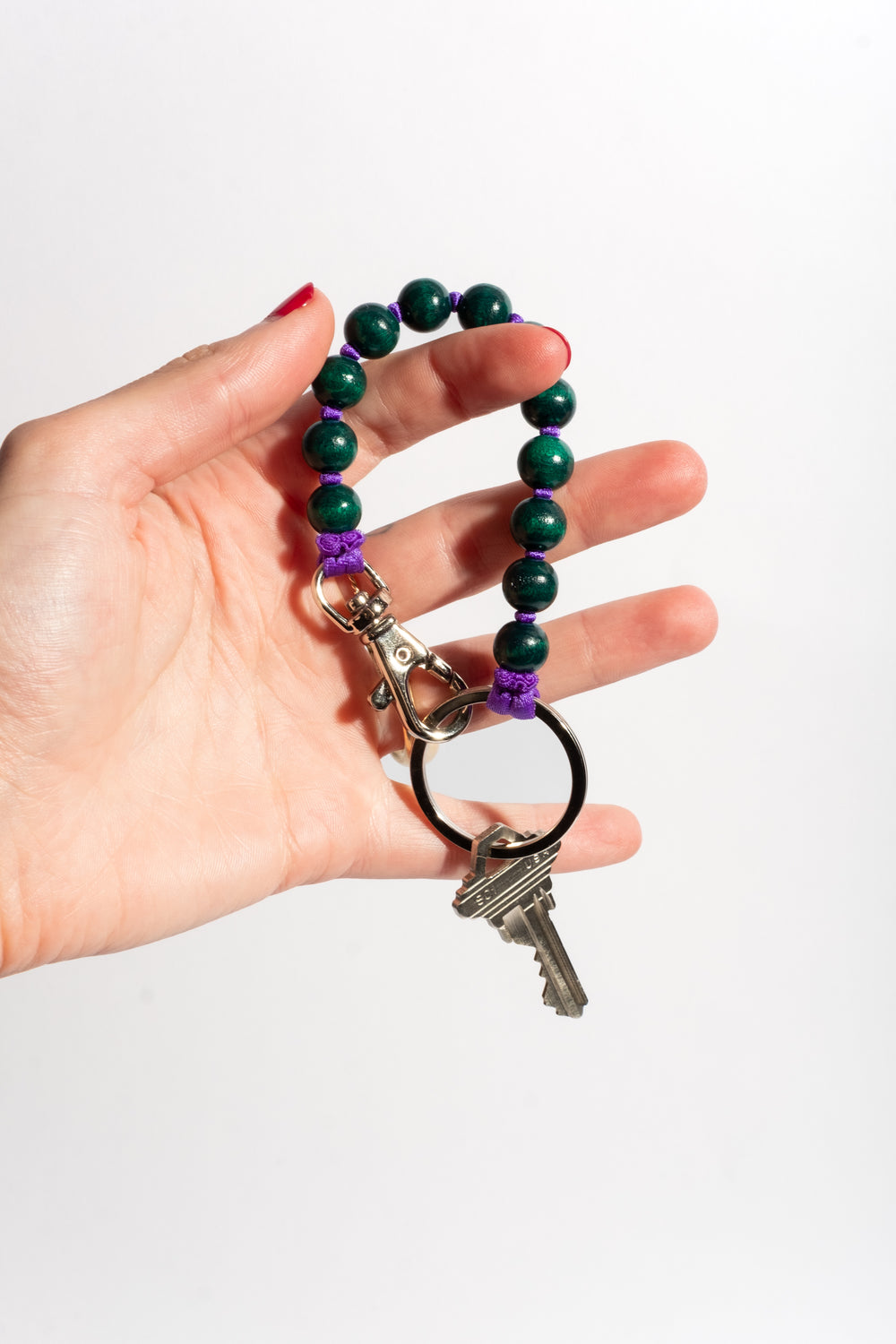 Perlen Short in Dark Green + Purple