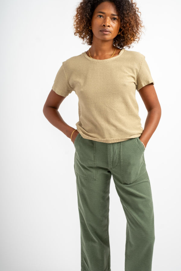 Carmen Mesh Tee in Desert Khaki