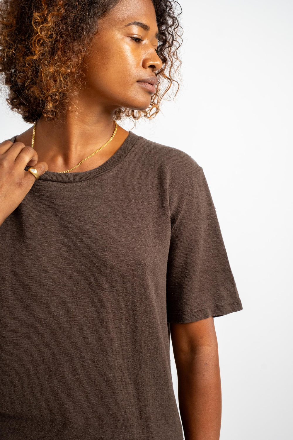 Dakota 100% Hemp Cropped Tee in Coffee Bean