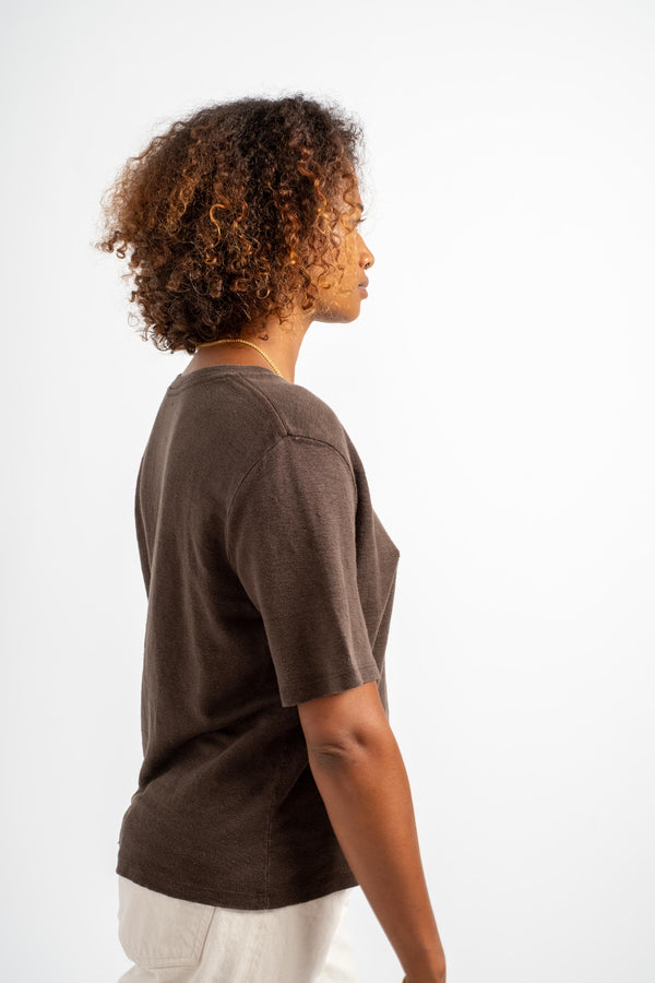 Dakota 100% Hemp Cropped Tee in Coffee Bean