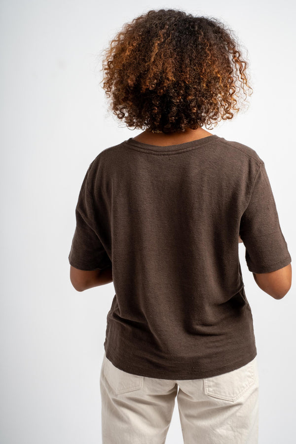 Dakota 100% Hemp Cropped Tee in Coffee Bean