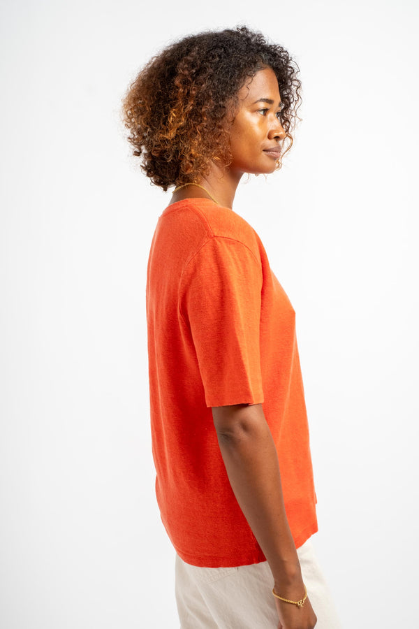 Dakota 100% Hemp Cropped Tee in Poppy Red