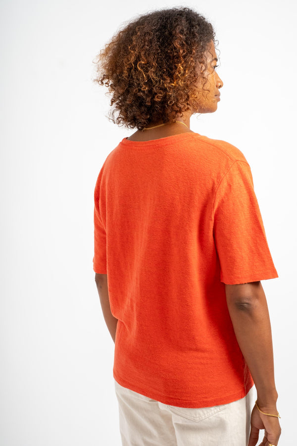 Dakota 100% Hemp Cropped Tee in Poppy Red