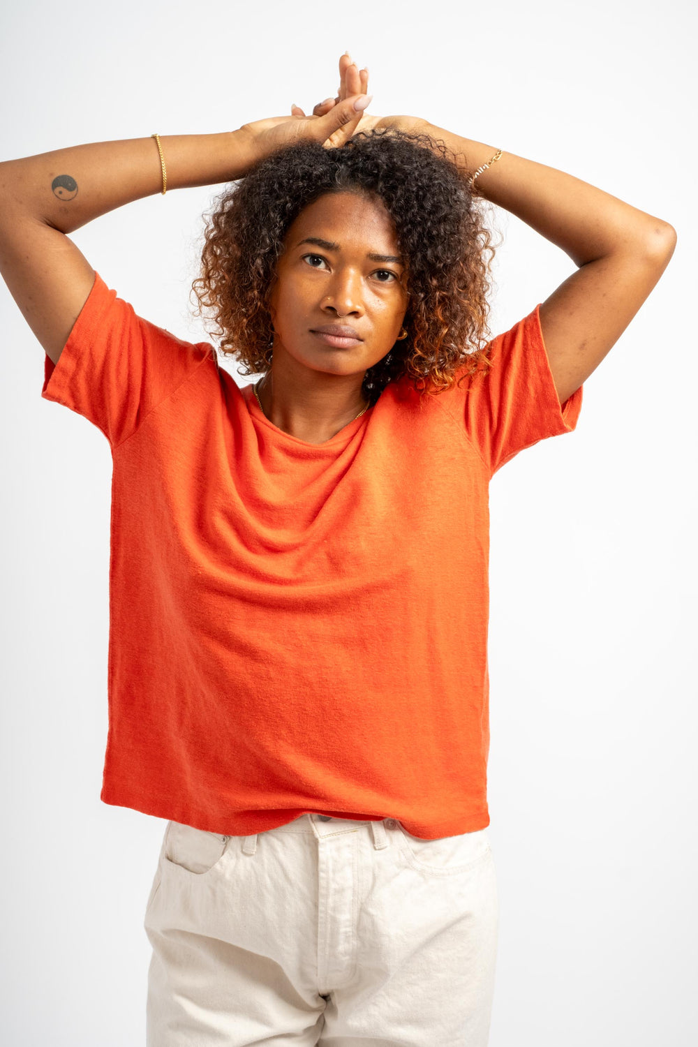 Dakota 100% Hemp Cropped Tee in Poppy Red