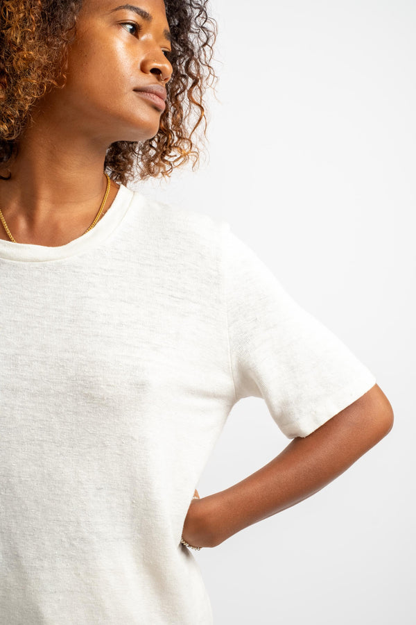 Dakota 100% Hemp Cropped Tee in Washed White