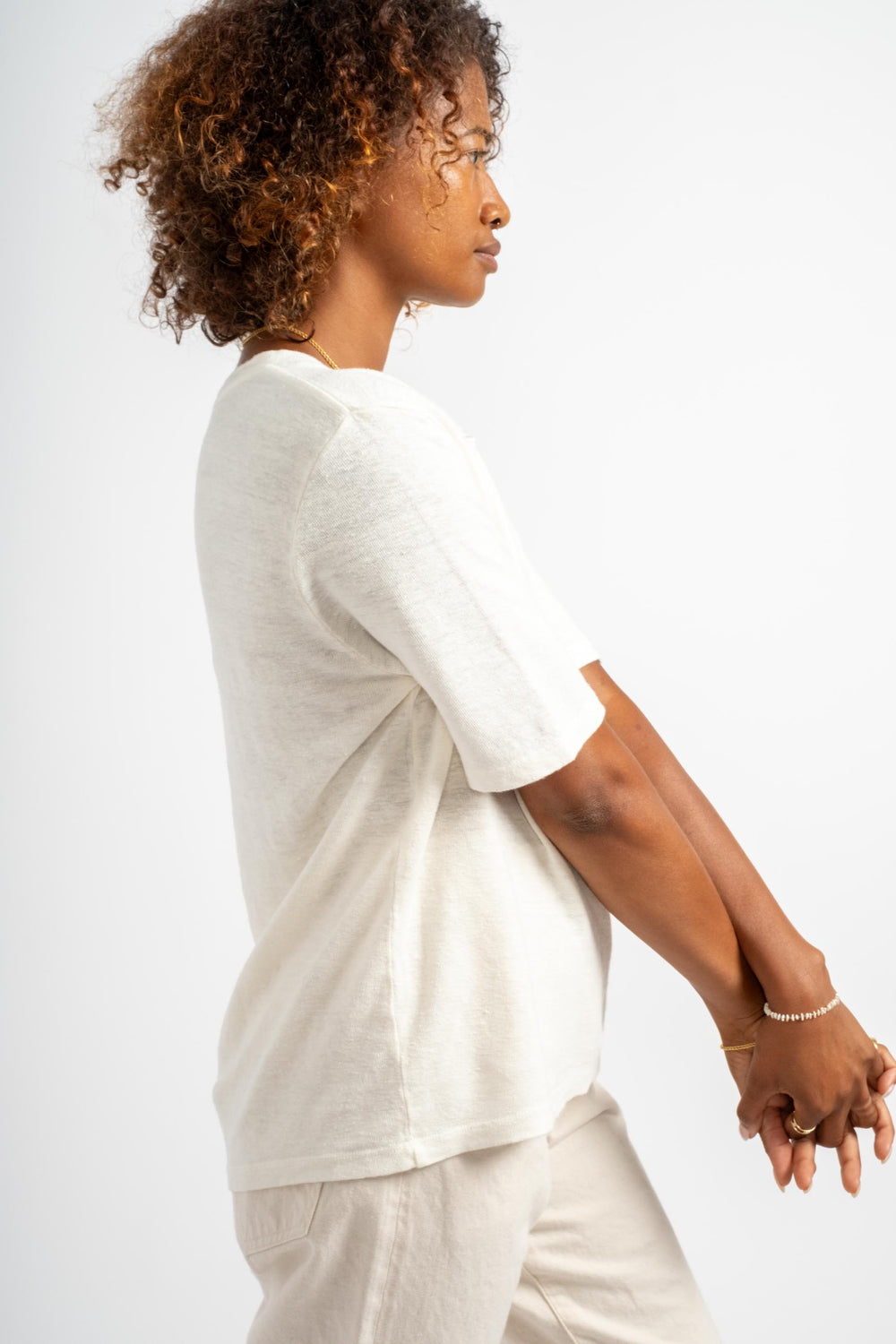 Dakota 100% Hemp Cropped Tee in Washed White