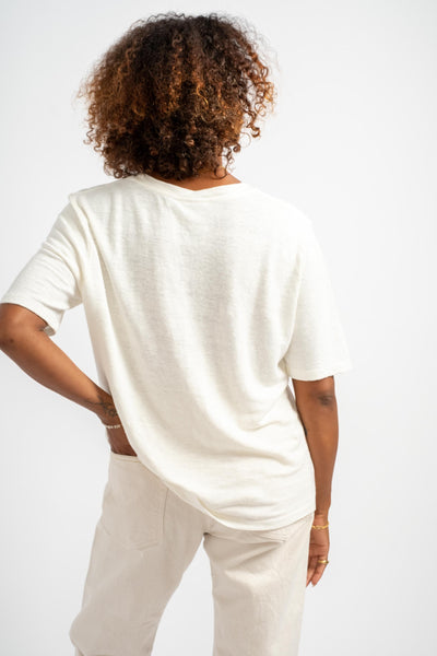 Dakota 100% Hemp Cropped Tee in Washed White