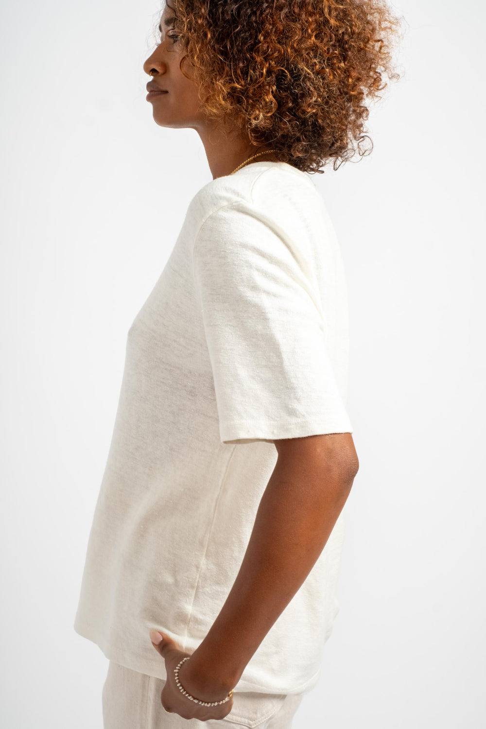 Dakota 100% Hemp Cropped Tee in Washed White