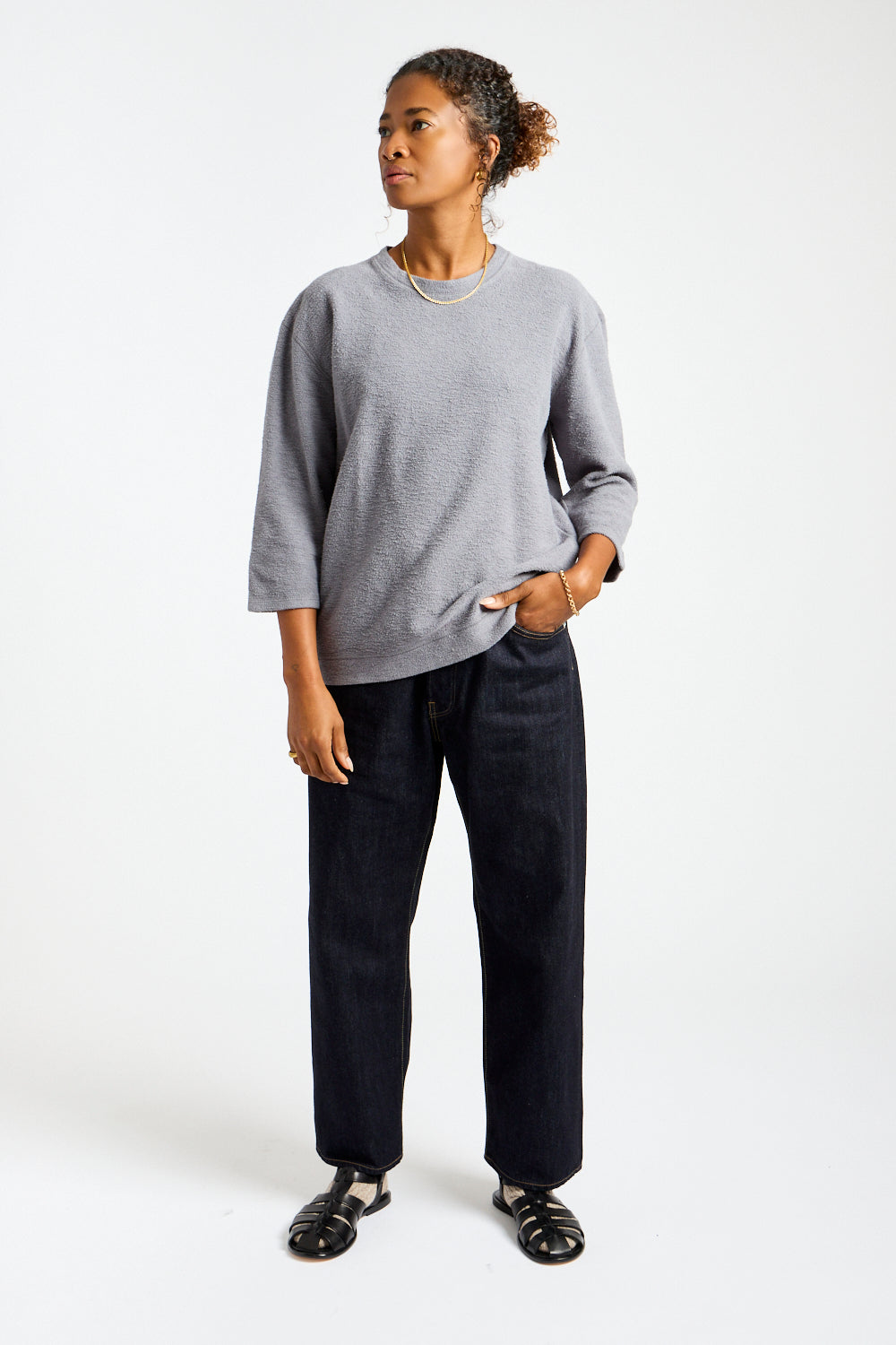 Heathered Duke 3/4 Sleeve Sherpa in Diesel Gray