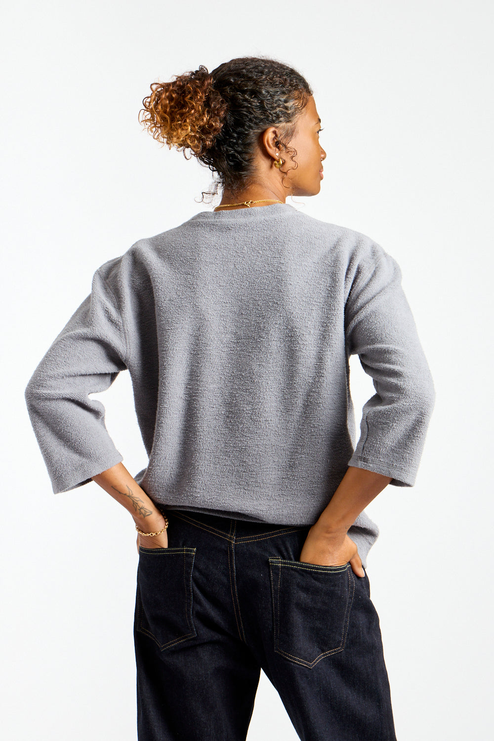 Heathered Duke 3/4 Sleeve Sherpa in Diesel Gray