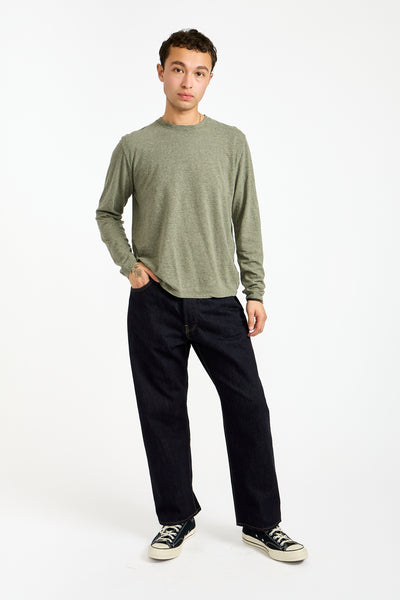 Jung Long Sleeve Heather Tee in Olive Green