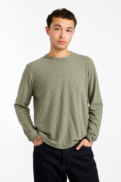 Jung Long Sleeve Heather Tee in Olive Green