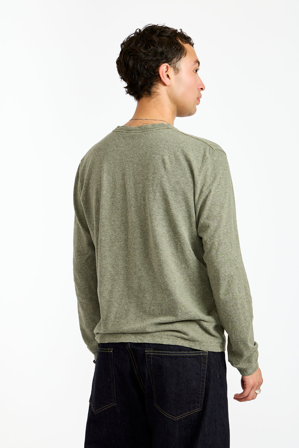 Jung Long Sleeve Heather Tee in Olive Green