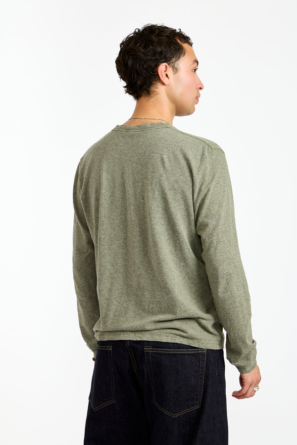 Jung Long Sleeve Heather Tee in Olive Green