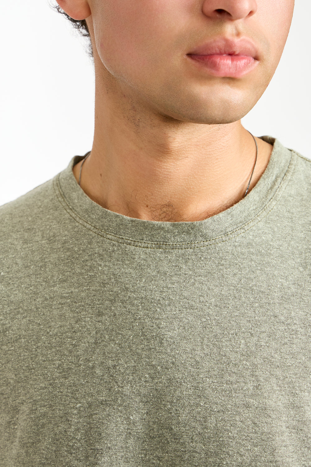 Jung Long Sleeve Heather Tee in Olive Green