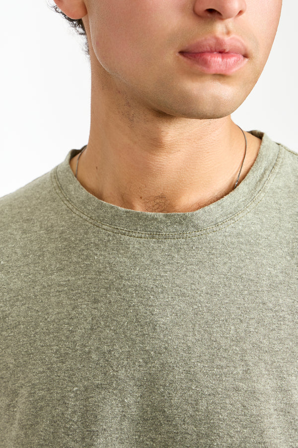 Jung Long Sleeve Heather Tee in Olive Green