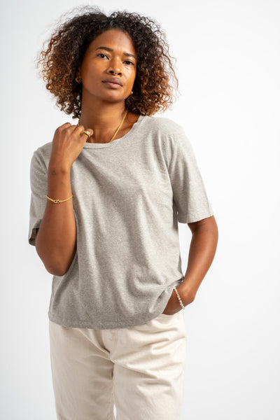 Silverlake Cropped Heather Tee in Athletic Gray
