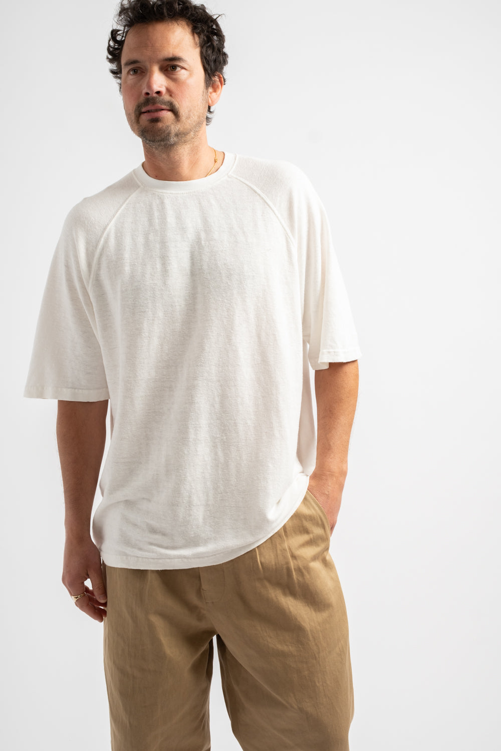 Woodstock Raglan Tee in Washed White