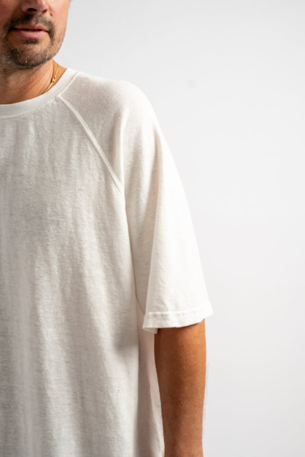 Woodstock Raglan Tee in Washed White